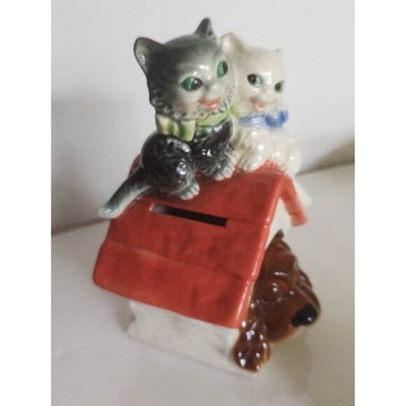 Rare Vintage Goebel Hummel Naughty Cats/Sleeping Dog Coin Bank 6.5" Tall 1950's - Picture 13 of 13